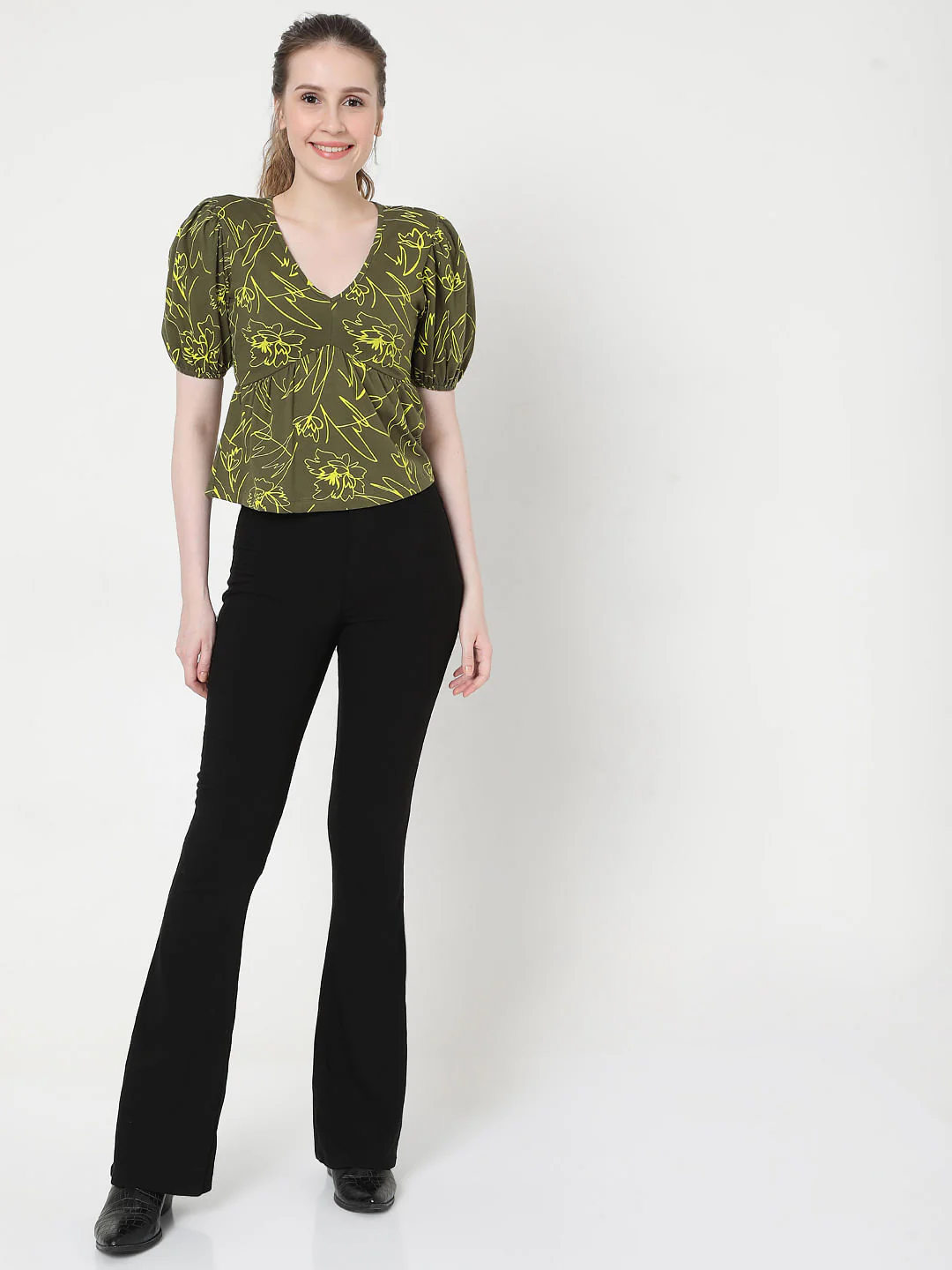 Green Printed Crop Top - Image 5