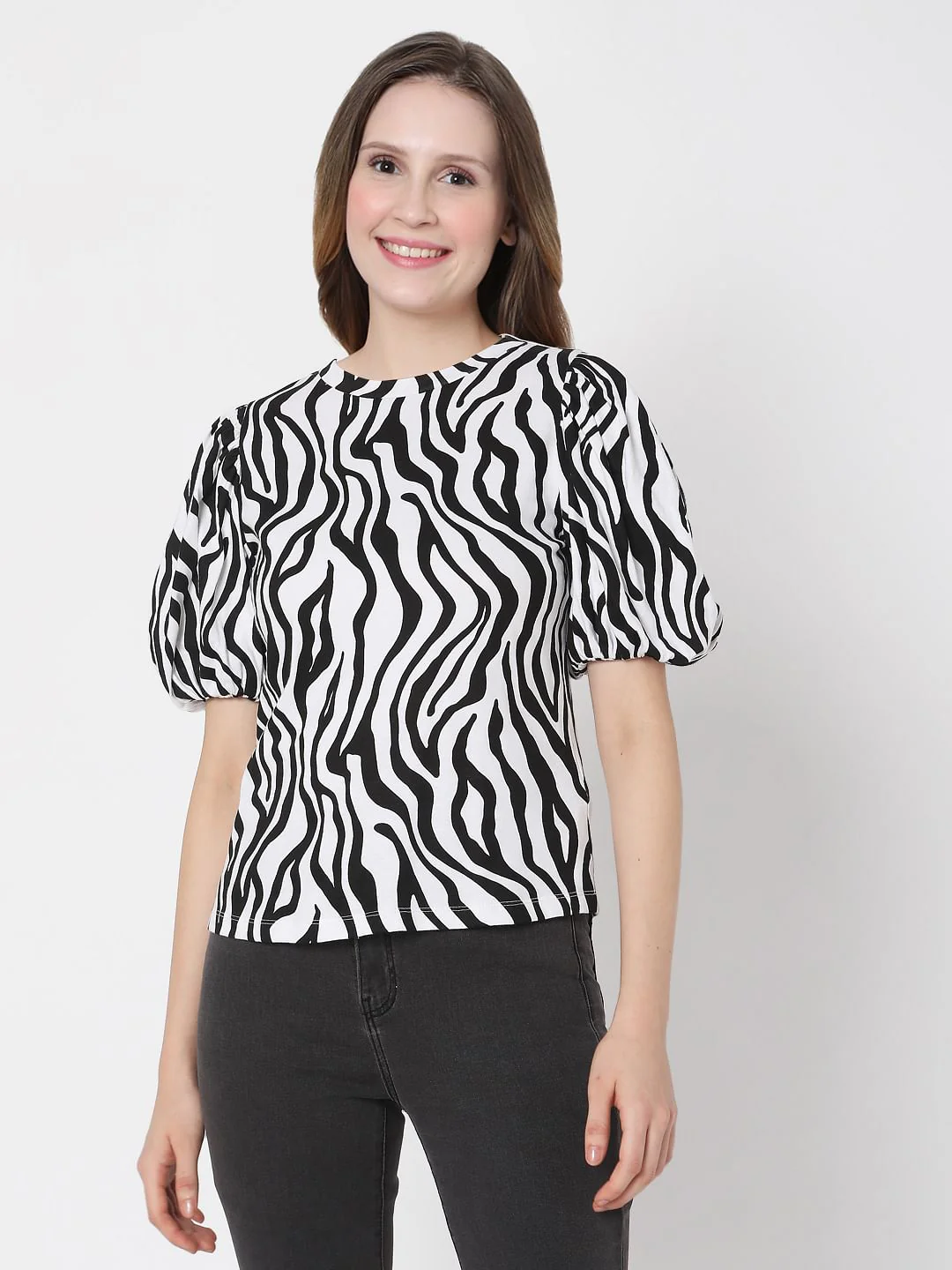 Black & White Animal Print Top - Image 2