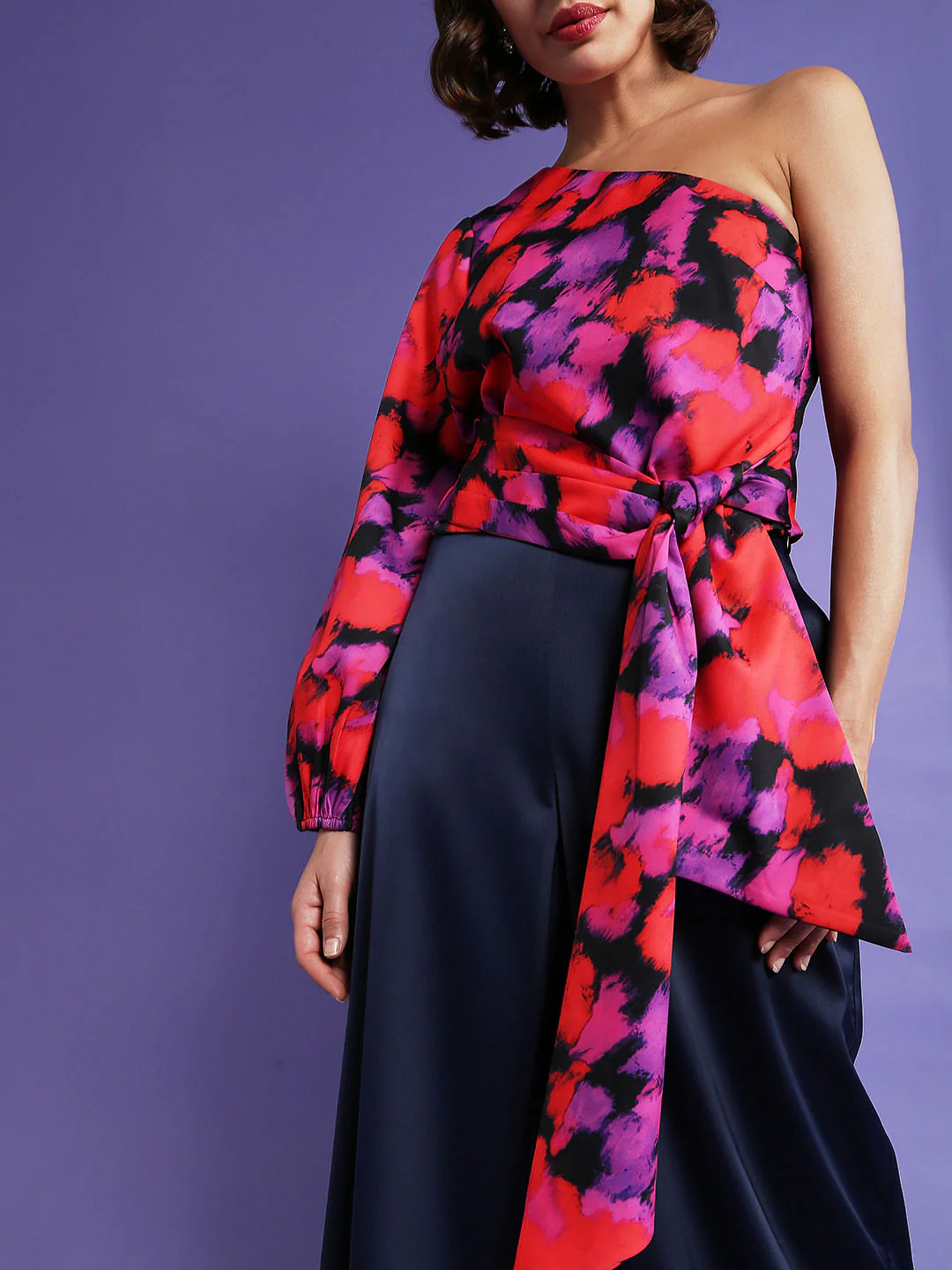Pink One Shoulder Tie Up Top - Image 6