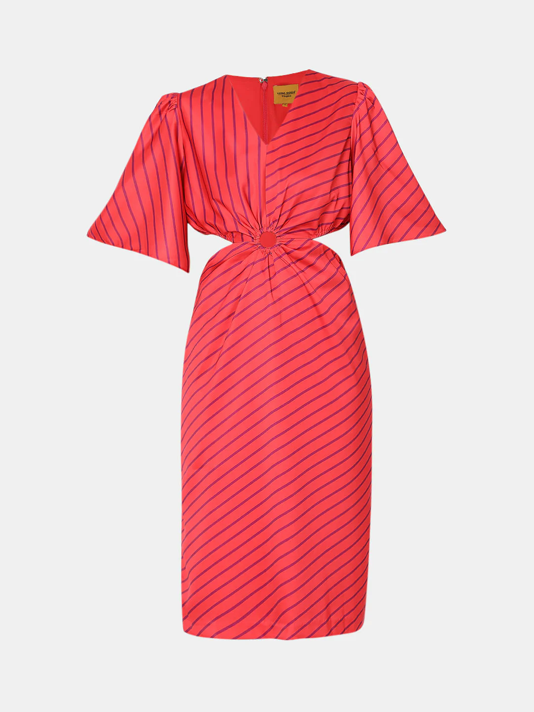 Marquee Pink Satin Striped Midi Dress - Image 6
