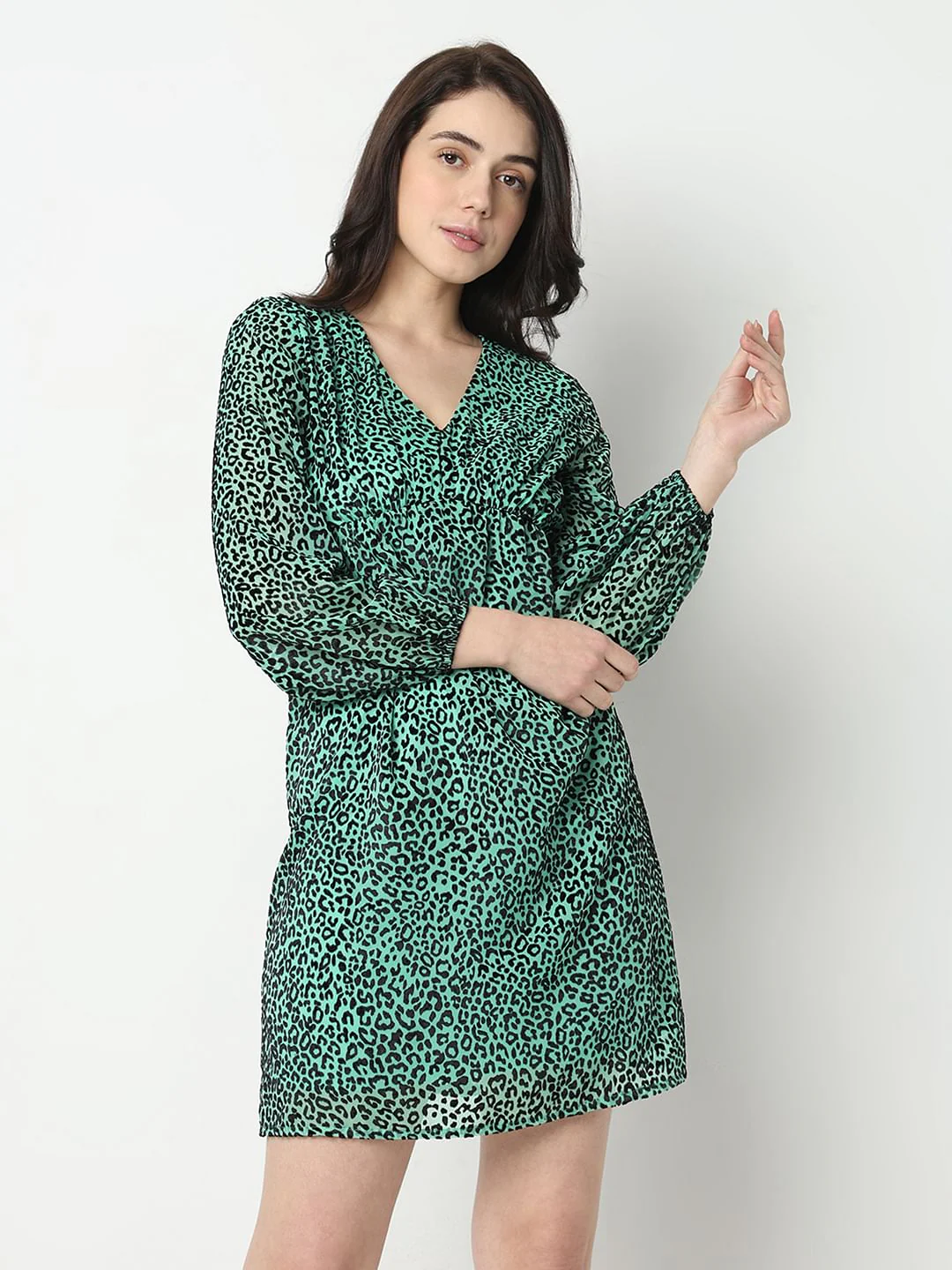 Green Animal Print Dress - Image 2