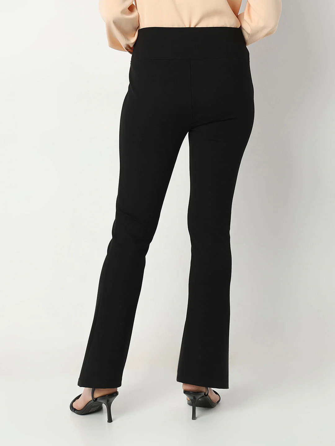 Black Front Slit Flared Leggings - Image 4