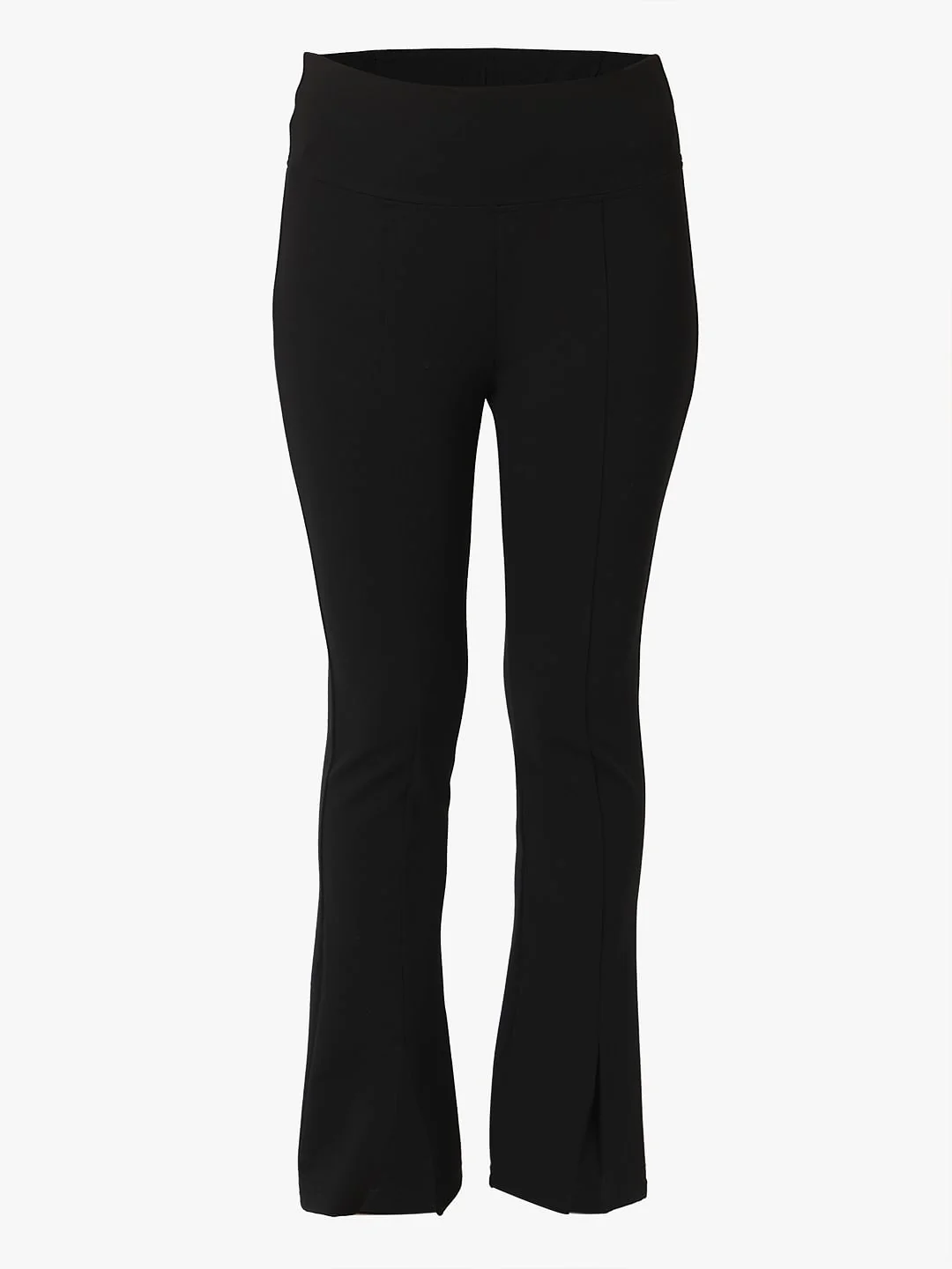 Black Front Slit Flared Leggings - Image 7
