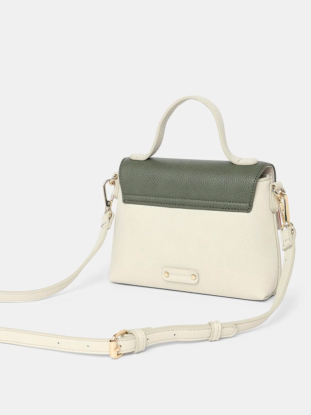 Beige Colourblocked Crossbody Bag - Image 3