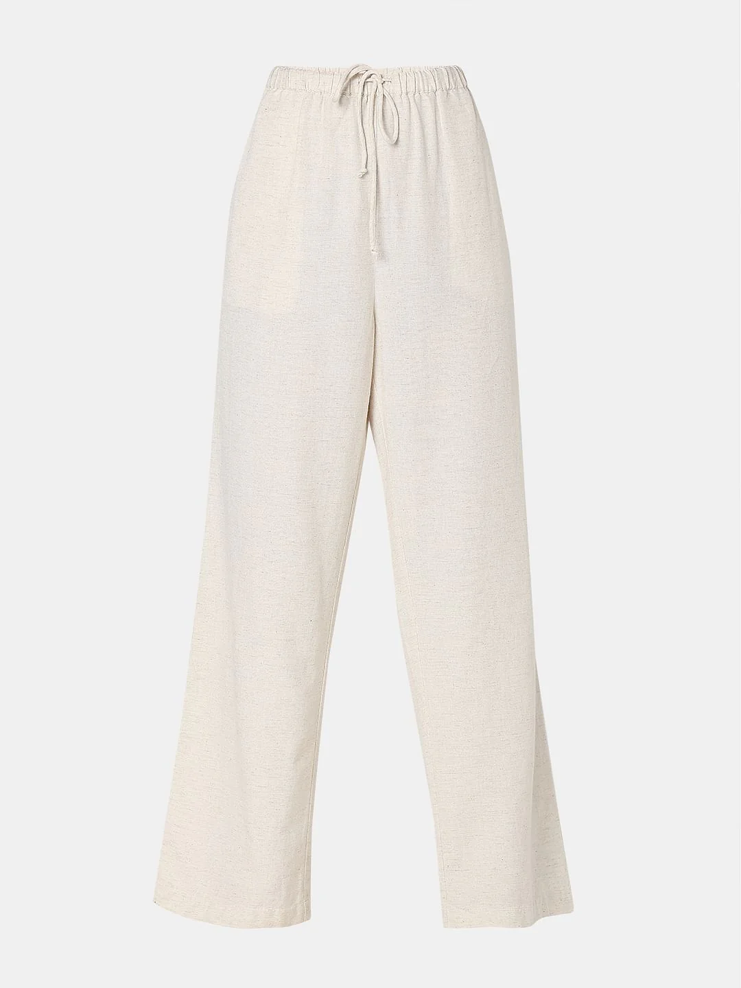 Beige High Rise Linen Co-Ord Set Pants - Image 7