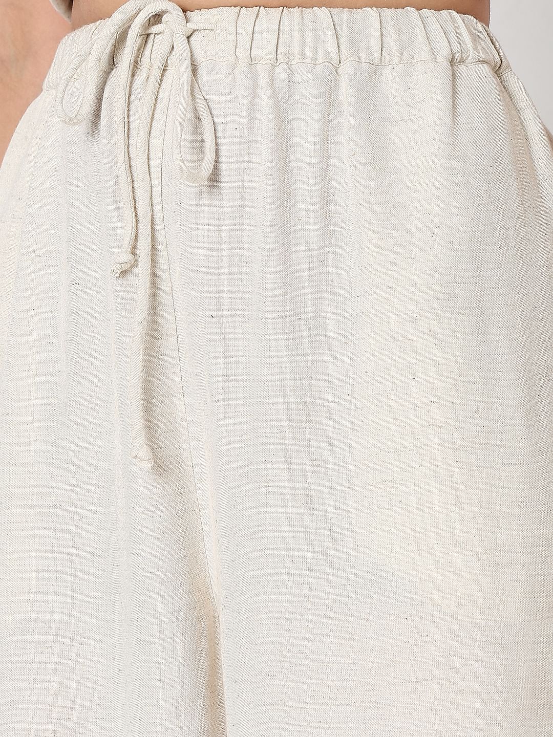 Beige High Rise Linen Co-Ord Set Pants - Image 8