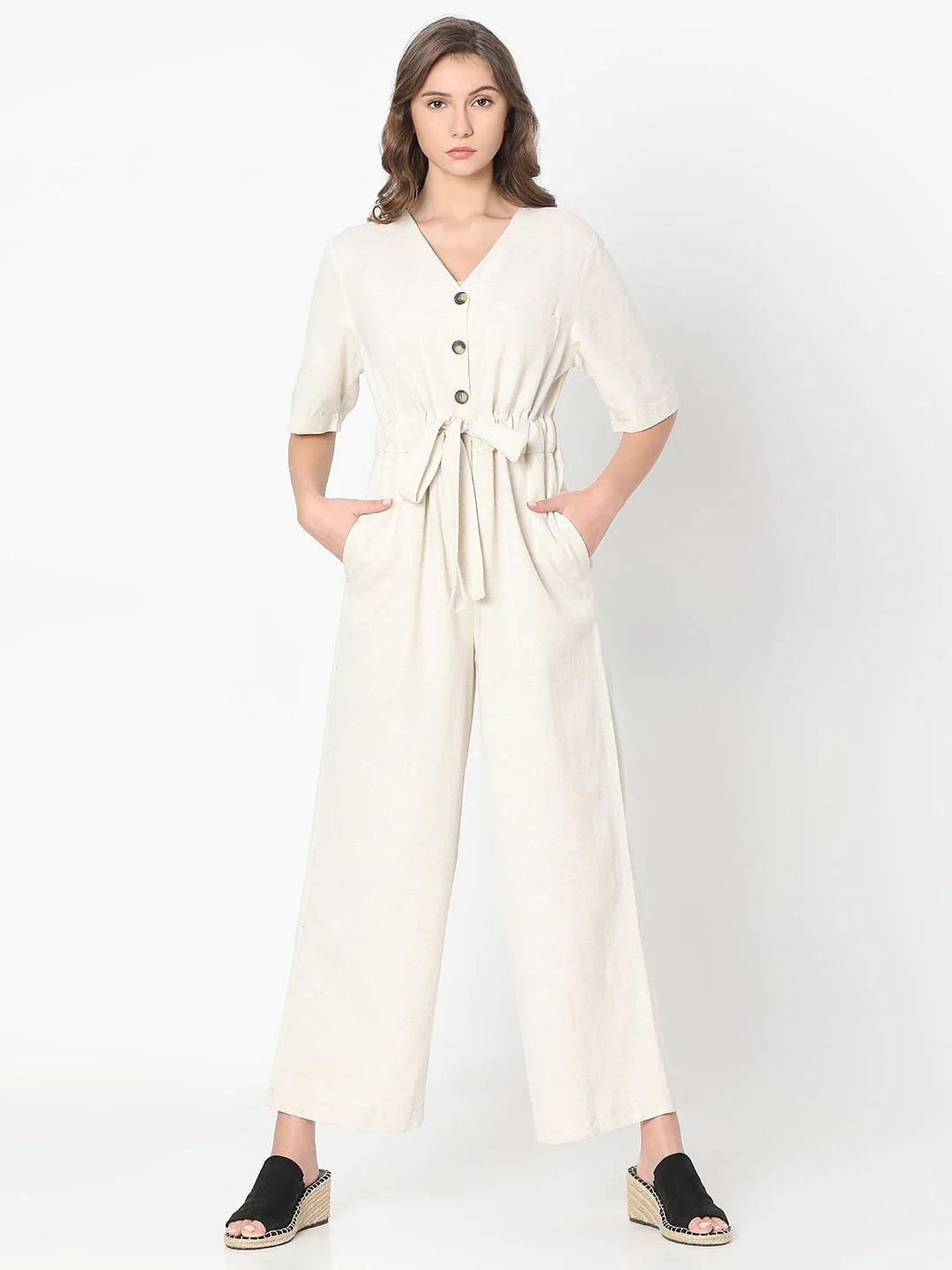 White Short Sleeves Jumpsuit - Image 2
