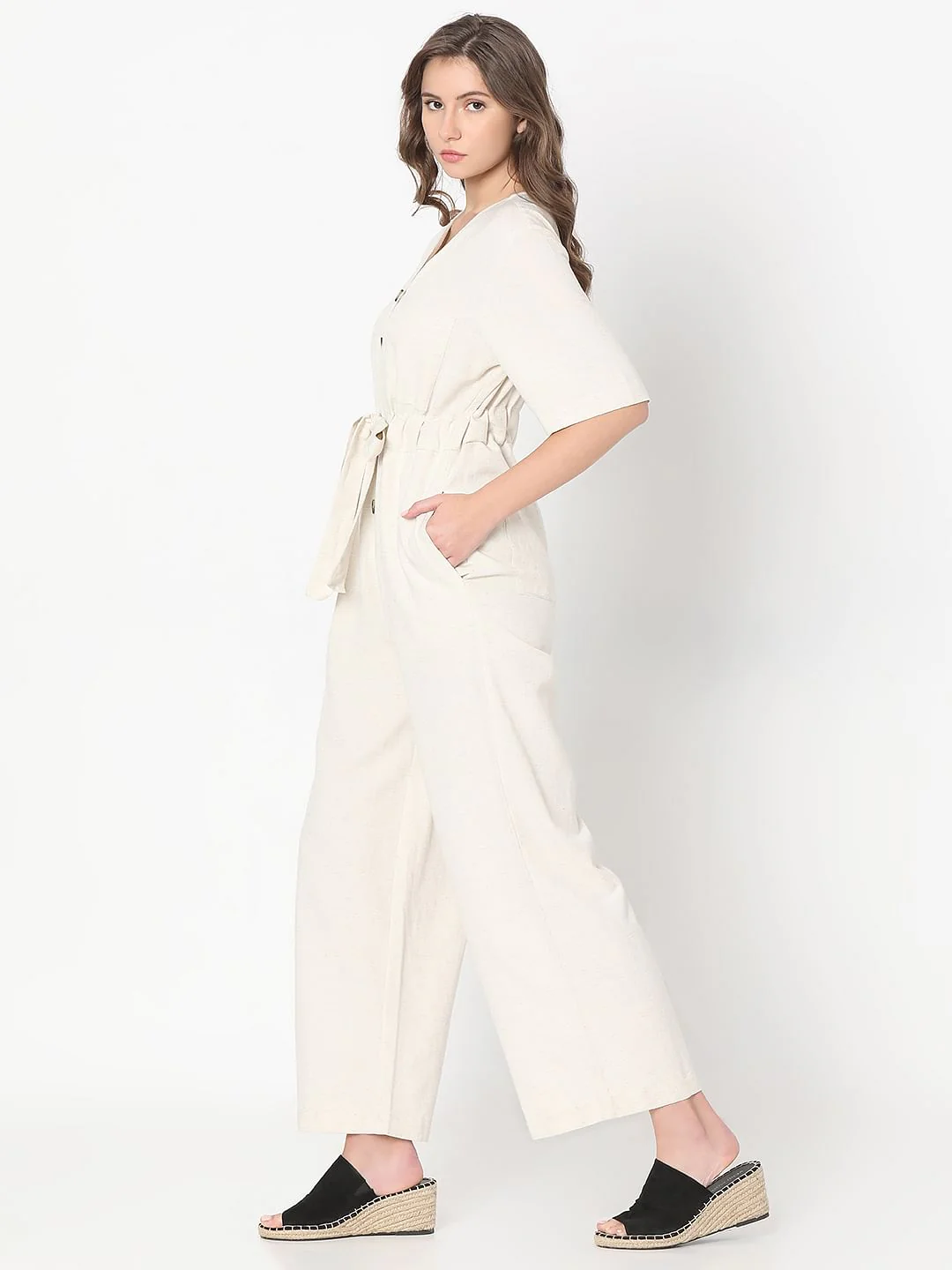 White Short Sleeves Jumpsuit - Image 3