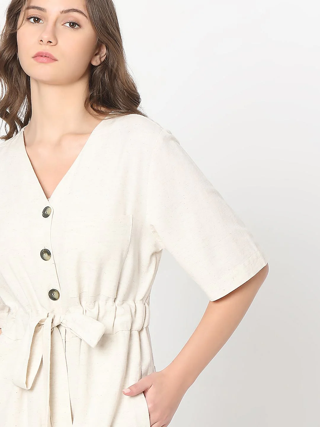 White Short Sleeves Jumpsuit - Image 5