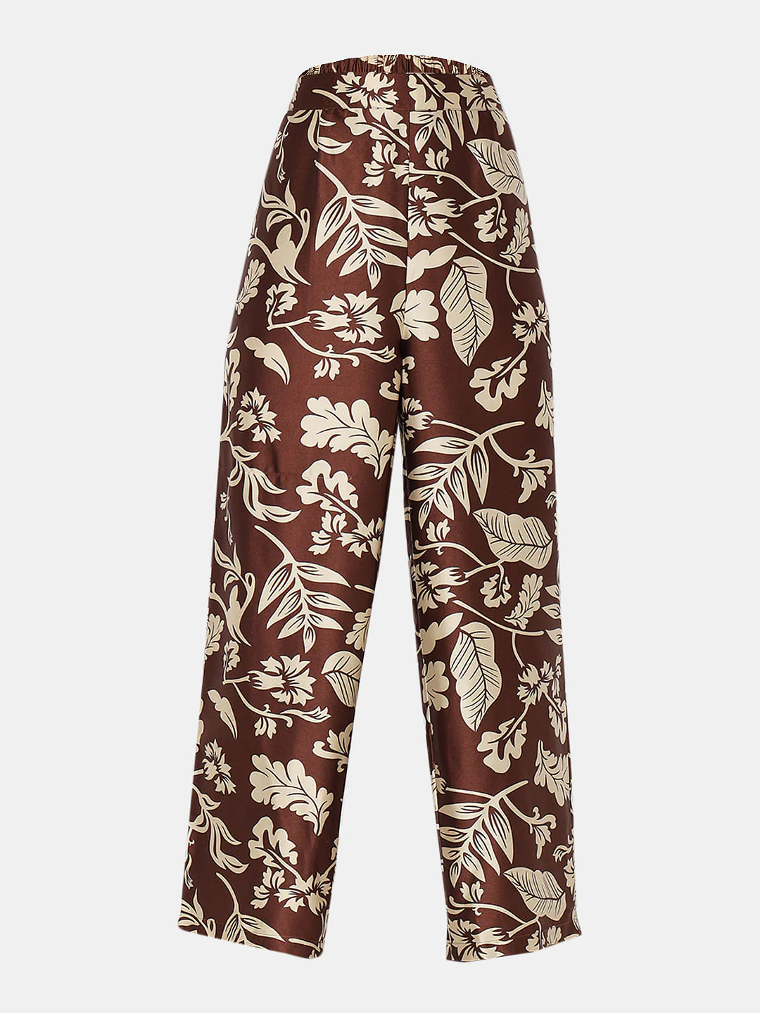 Brown Printed Satin Co-Ord Set Pants - Image 7