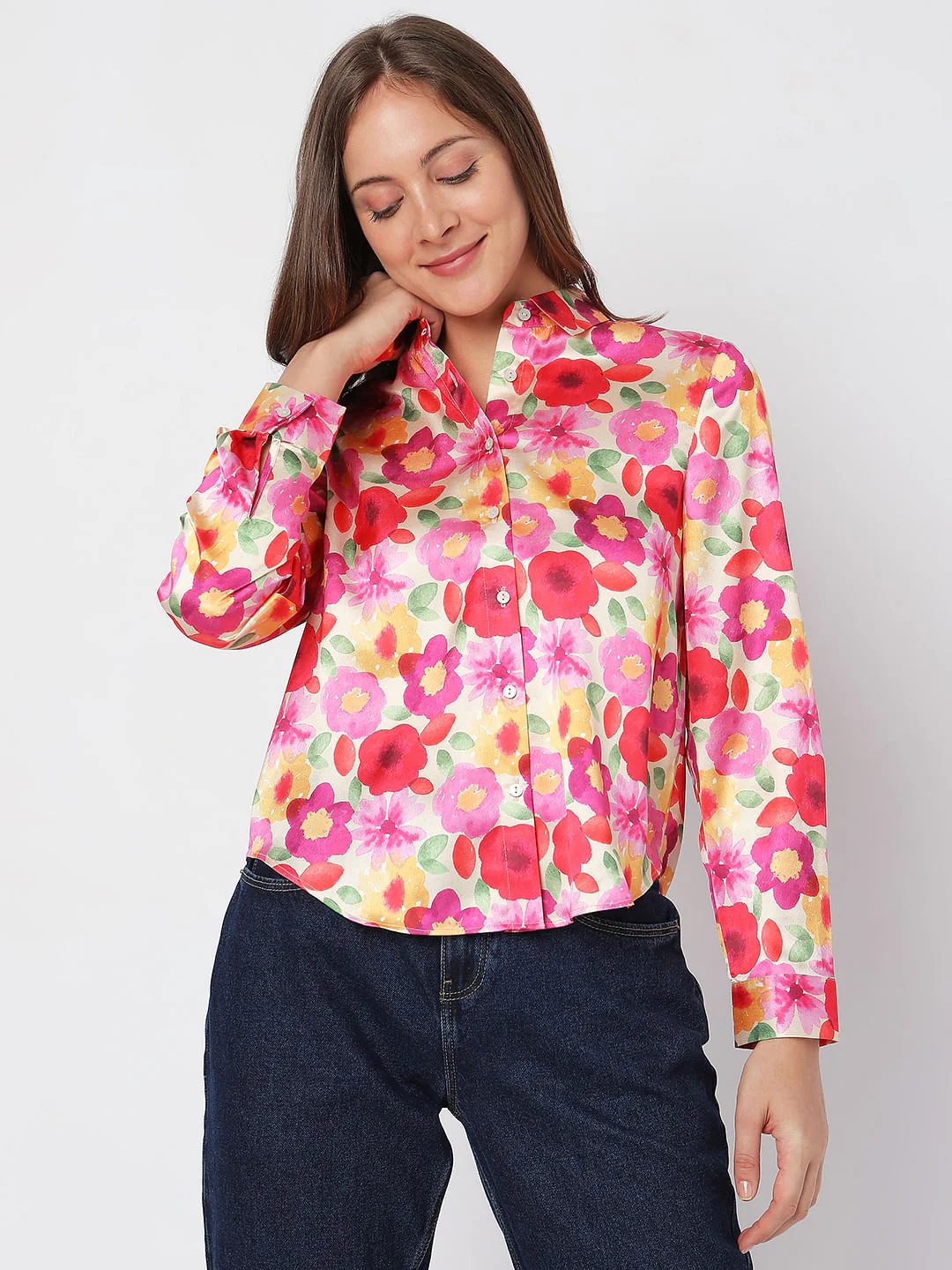 Red Floral Print Shirt - Image 2