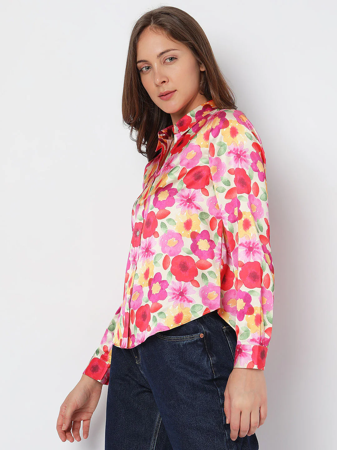 Red Floral Print Shirt - Image 3