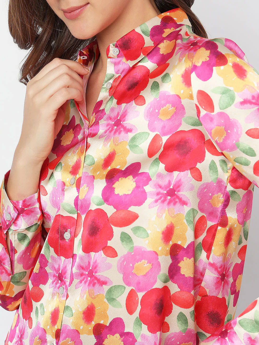 Red Floral Print Shirt - Image 6