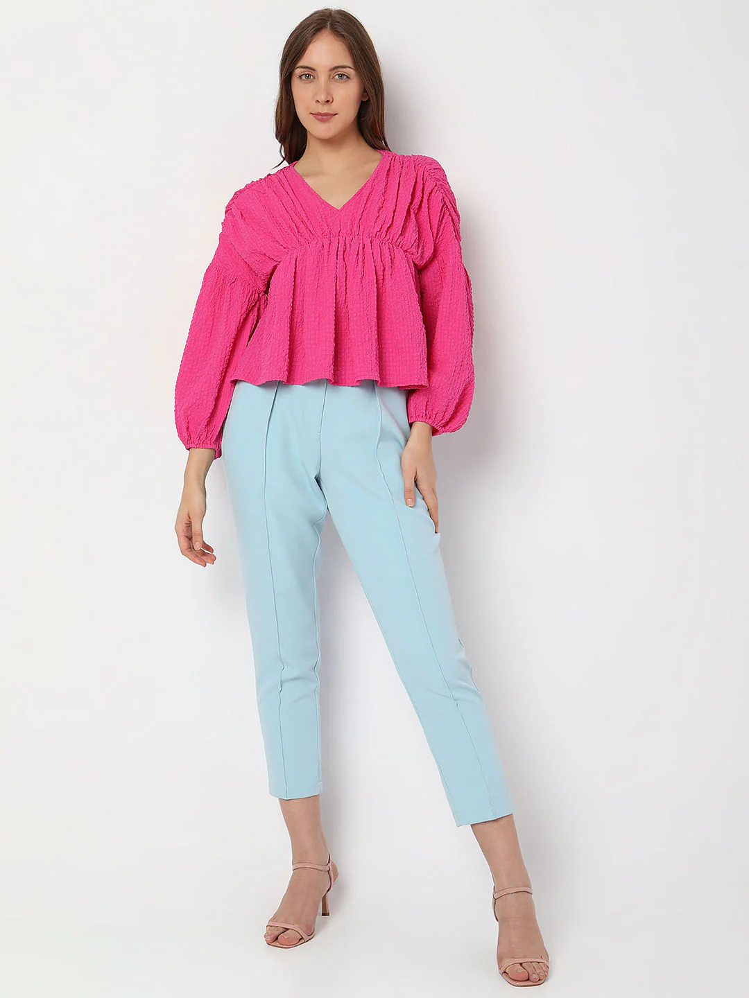 Pink Textured Flared Top - Image 5