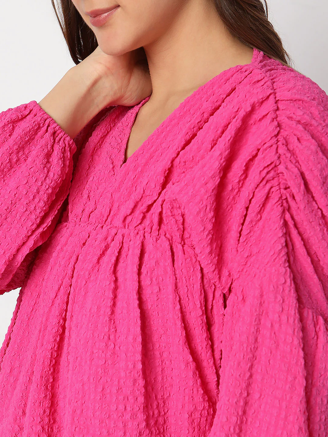 Pink Textured Flared Top - Image 6