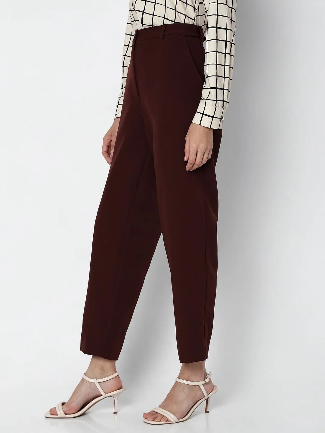 Dark Brown High Rise Straight Fit Pants - Image 3