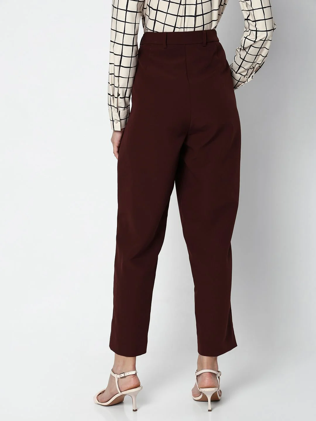 Dark Brown High Rise Straight Fit Pants - Image 4