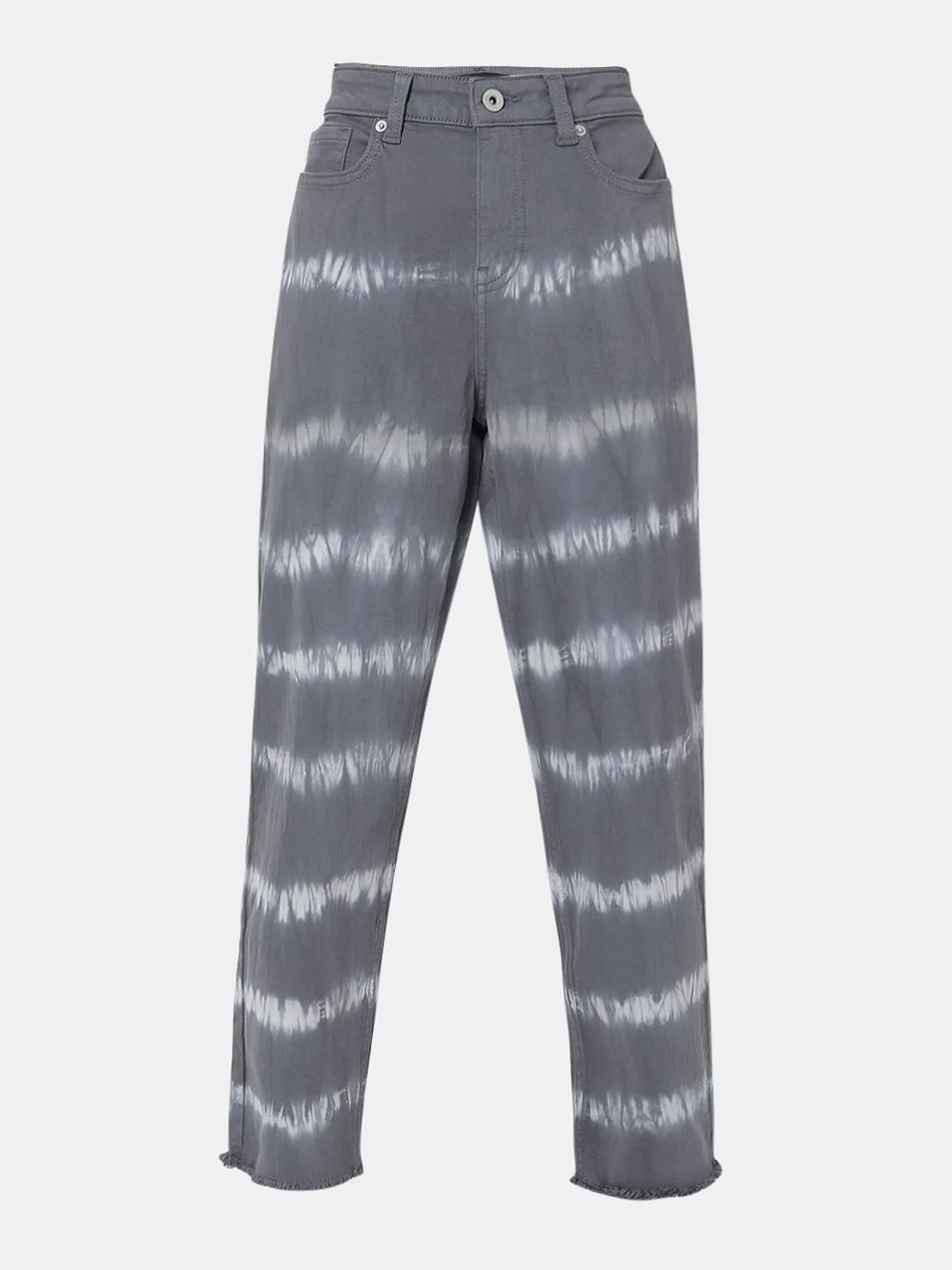 Grey High Rise Abstract Print Jeans - Image 7