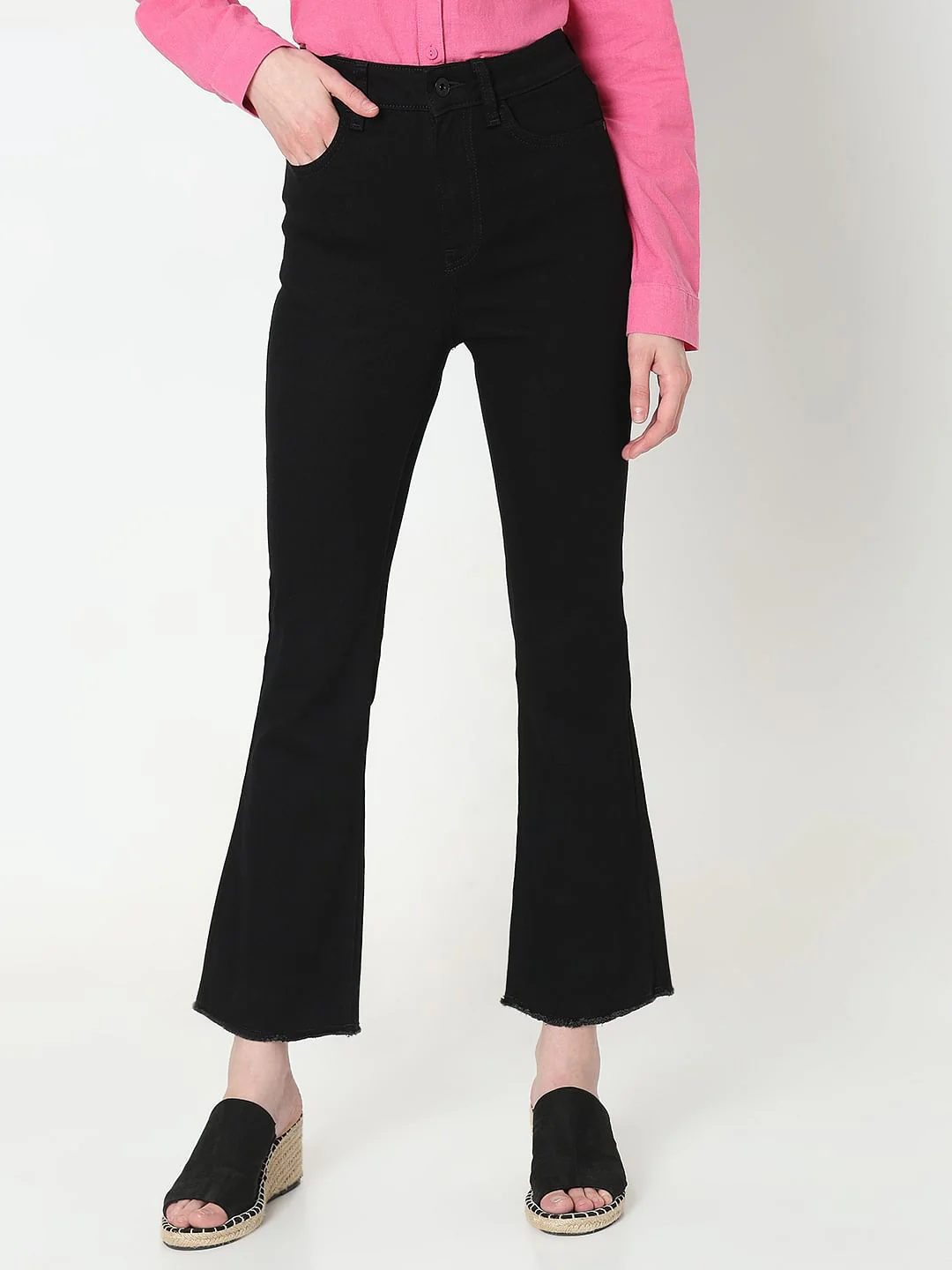 Black High Rise Bootcut Jeans - Image 2