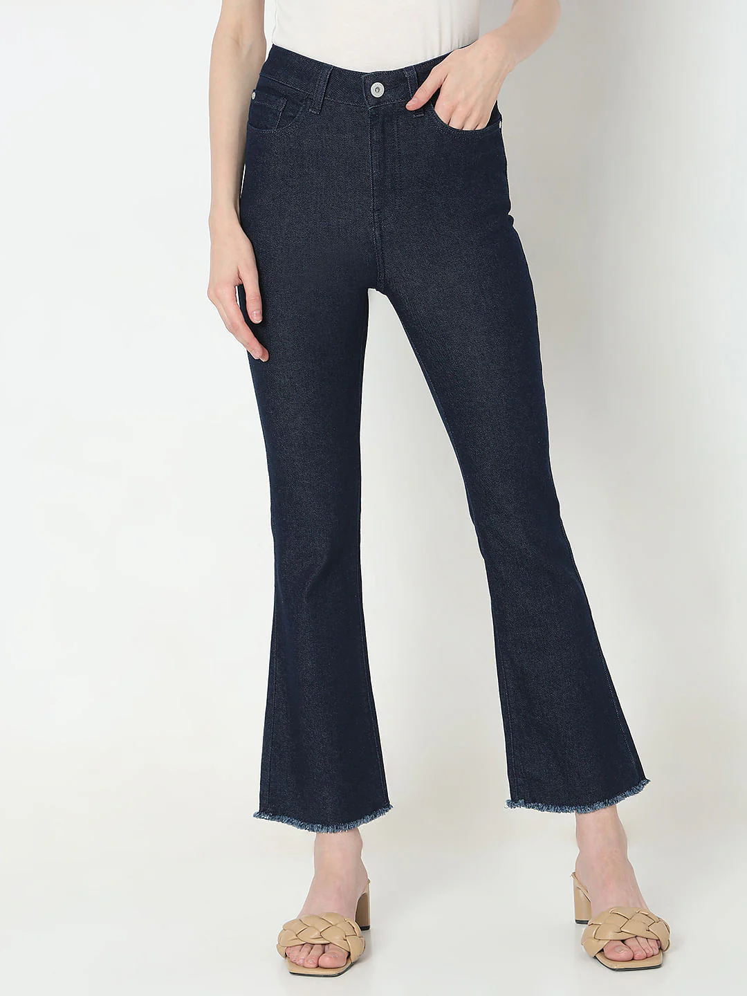 Dark Blue High Rise Bootcut Jeans - Image 2