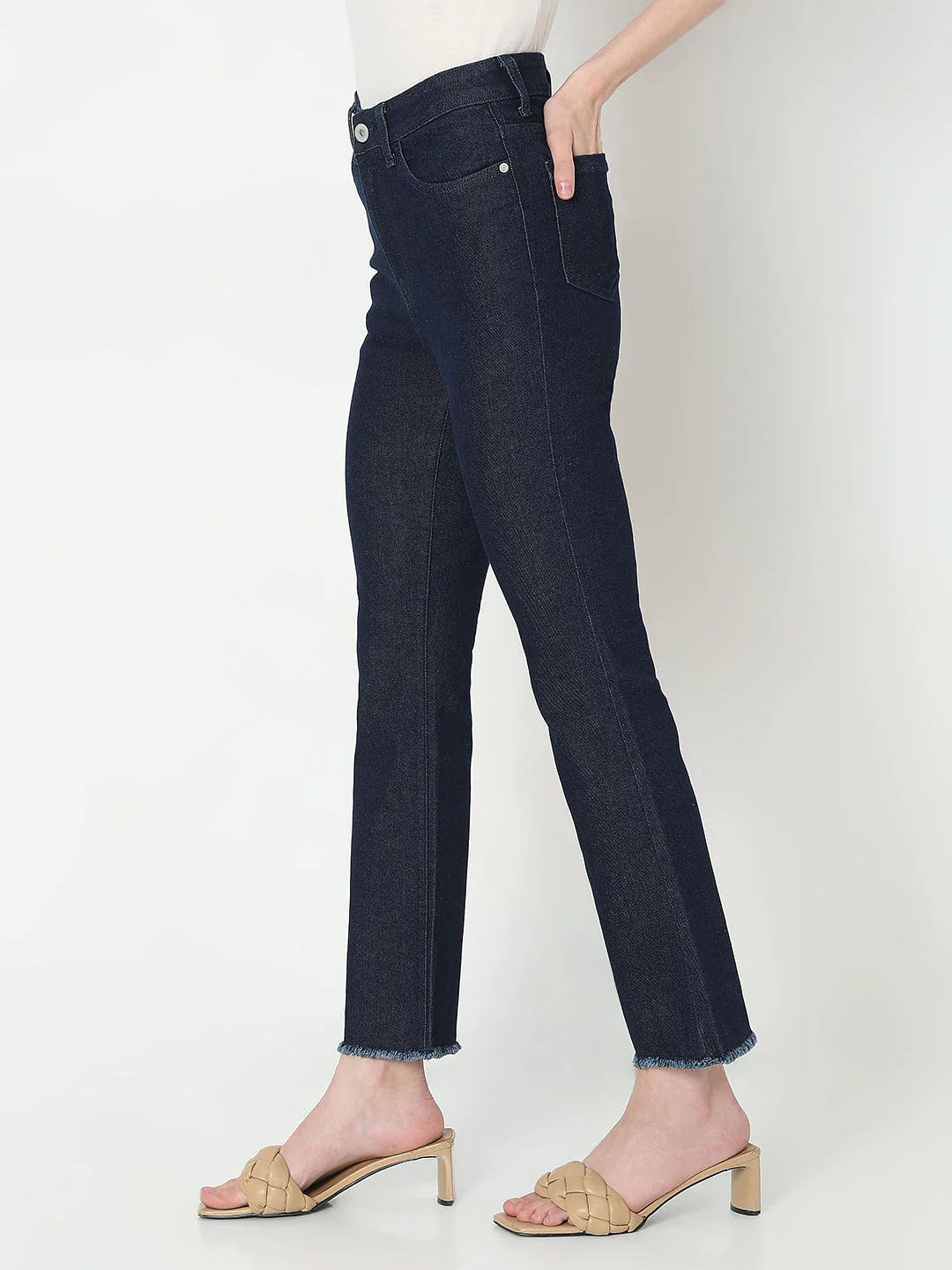 Dark Blue High Rise Bootcut Jeans - Image 3