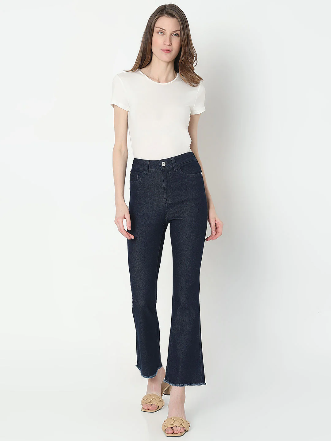 Dark Blue High Rise Bootcut Jeans - Image 5