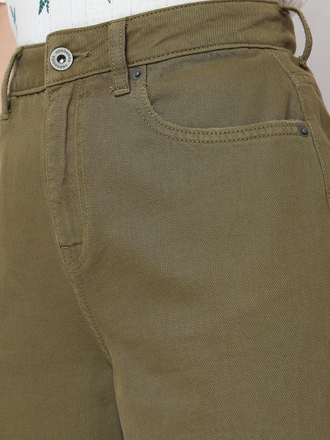 Green High Rise Distressed Straight Fit Jeans - Image 5