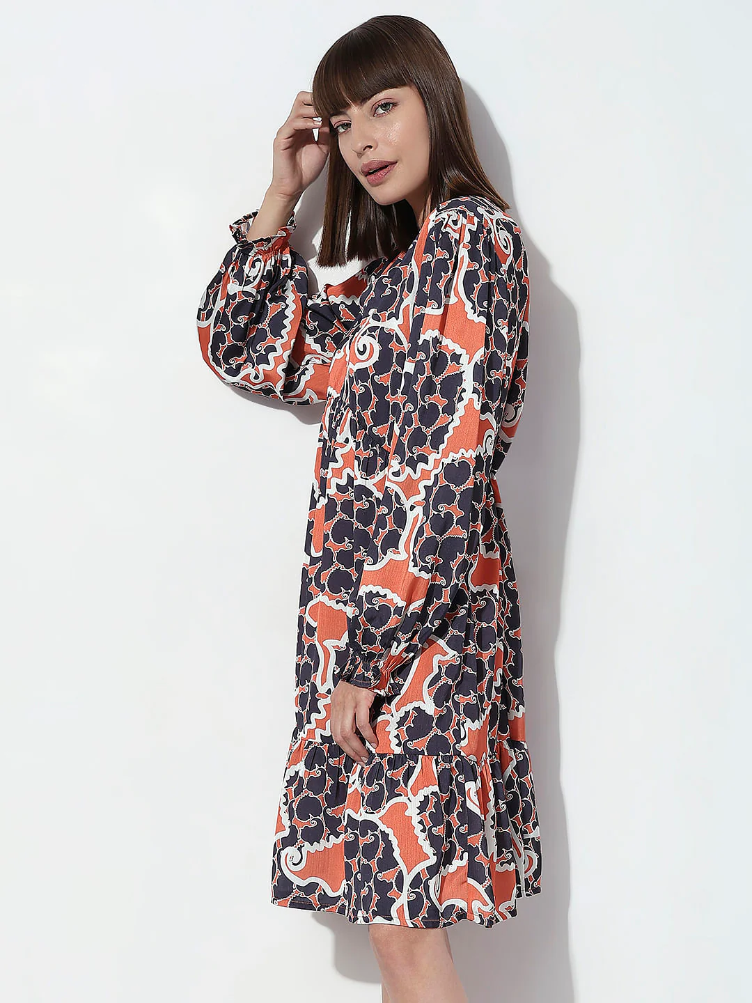 Orange Printed Shift Dress - Image 3
