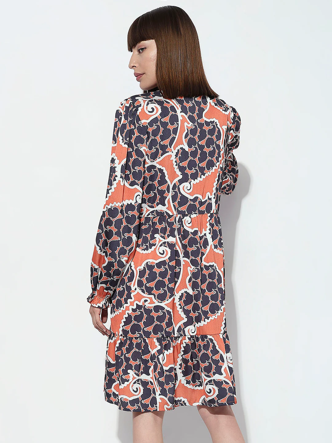 Orange Printed Shift Dress - Image 4
