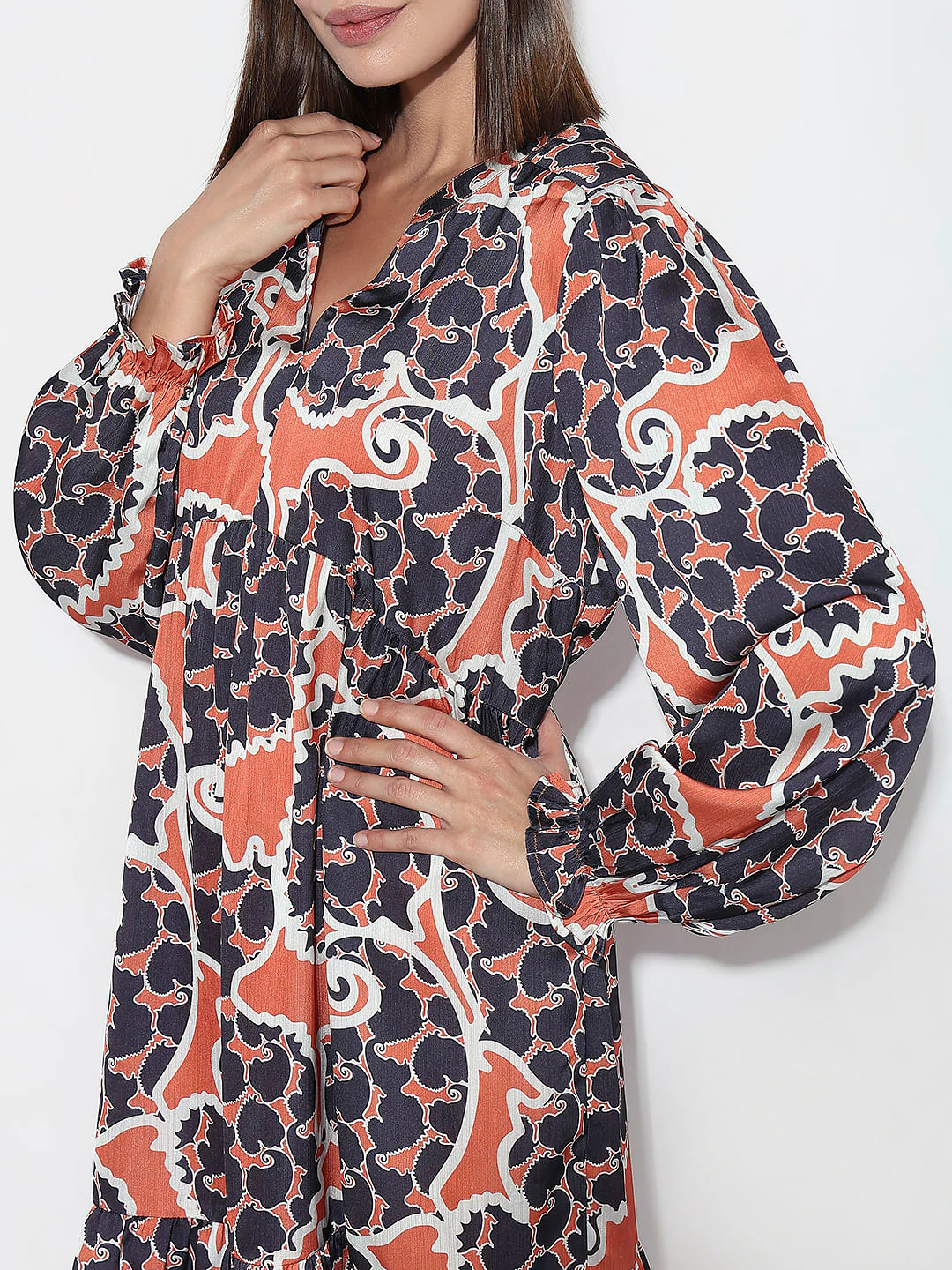 Orange Printed Shift Dress - Image 6