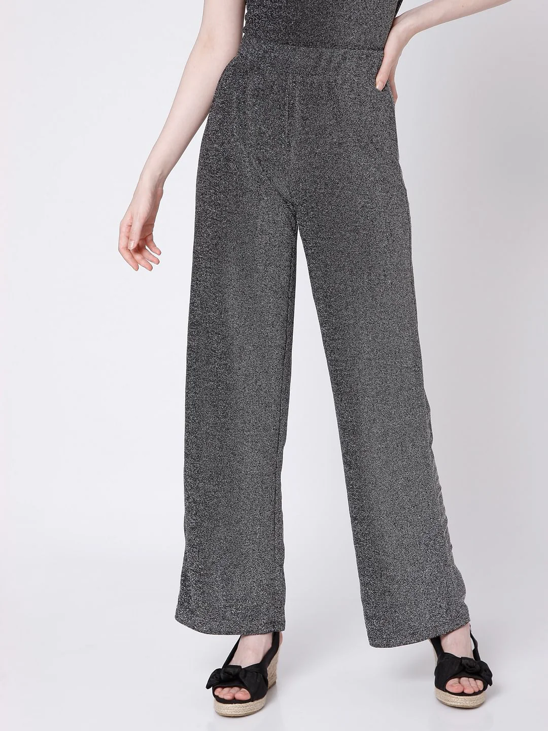 Grey Lurex Co-Ord Pants - Image 2