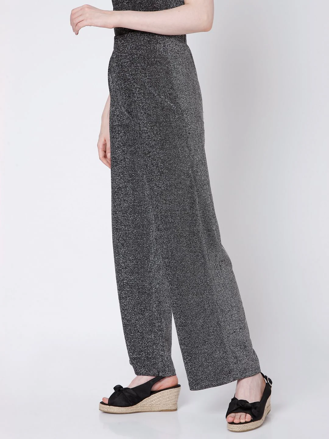 Grey Lurex Co-Ord Pants - Image 3