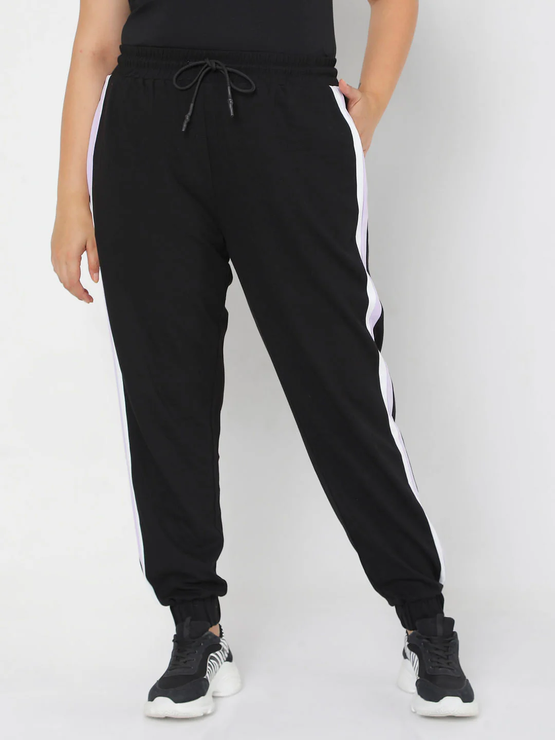 Curve Black Colourblocked Jogger Sweatpants - Image 2