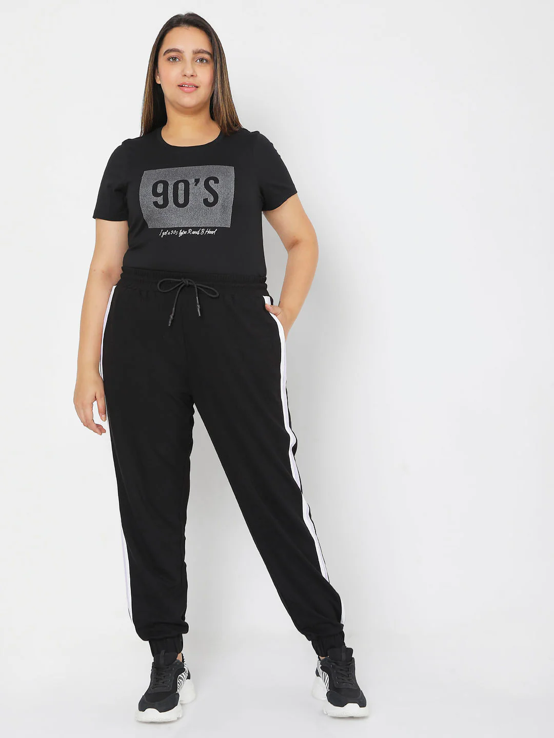 Curve Black Colourblocked Jogger Sweatpants - Image 6