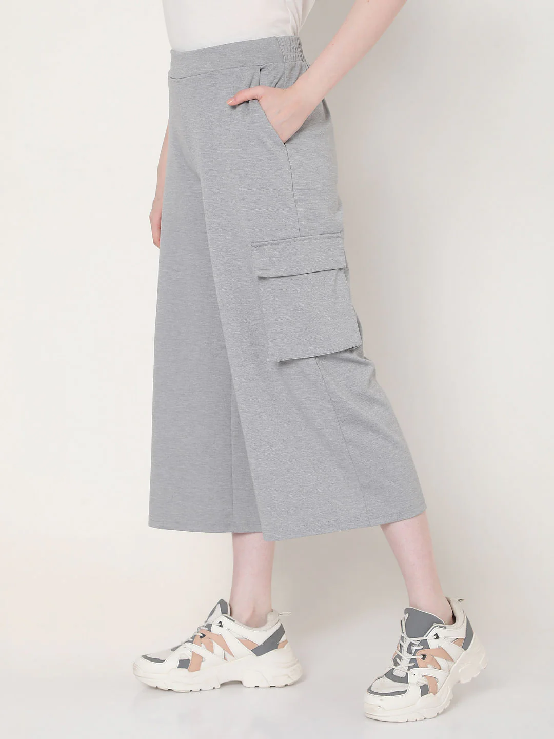 Grey High Rise Culottes - Image 3