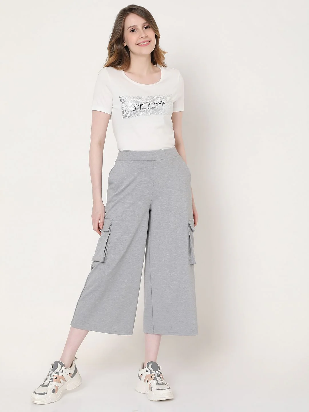 Grey High Rise Culottes - Image 5