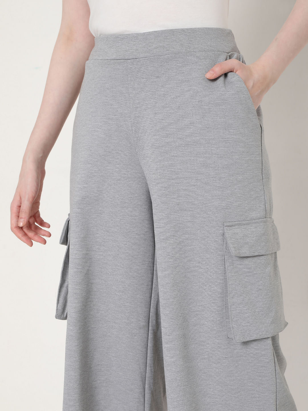 Grey High Rise Culottes - Image 6