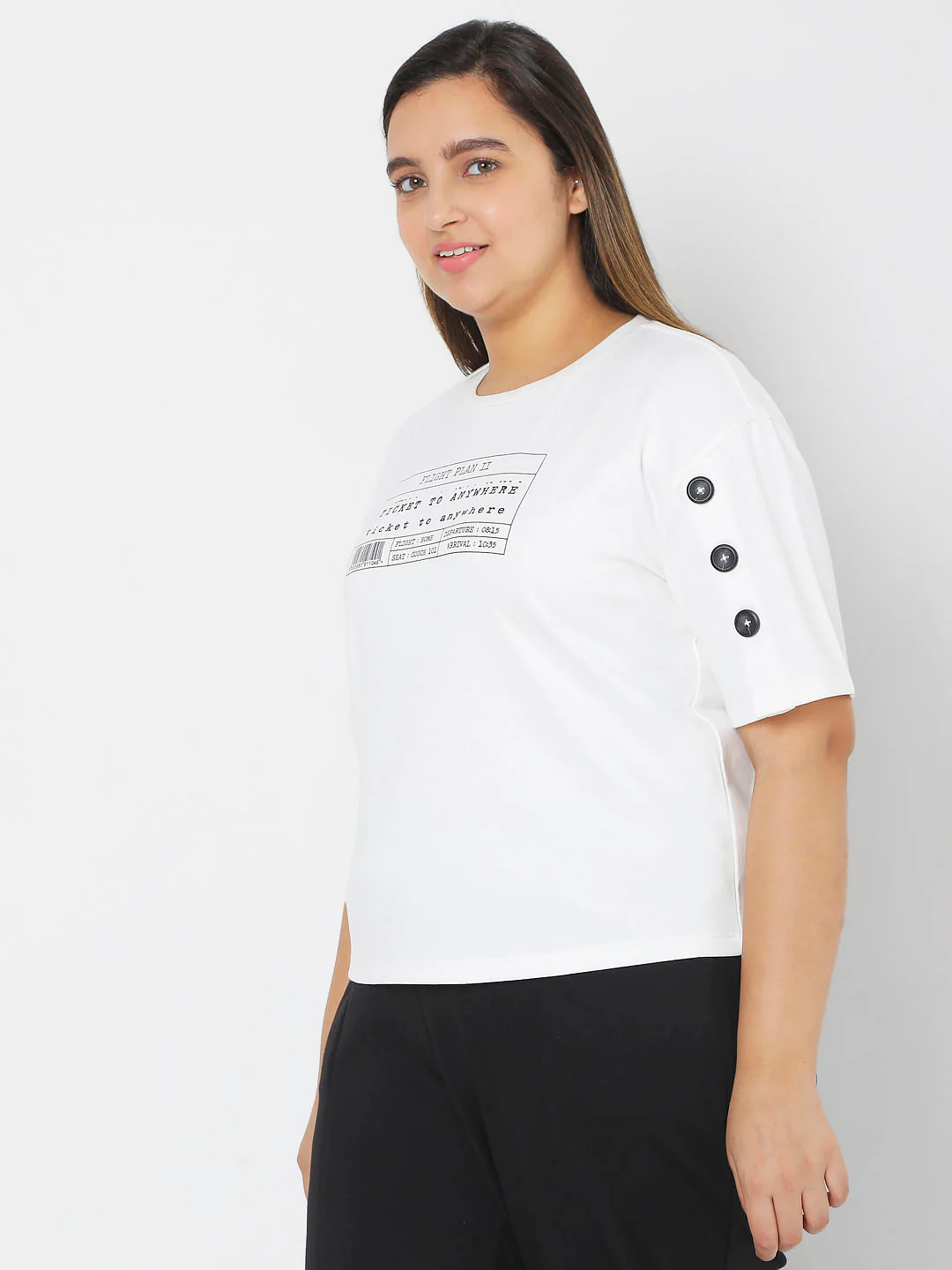 Curve White Typographic Print T-Shirt - Image 3