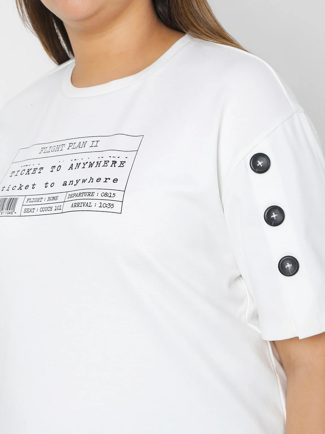 Curve White Typographic Print T-Shirt - Image 6