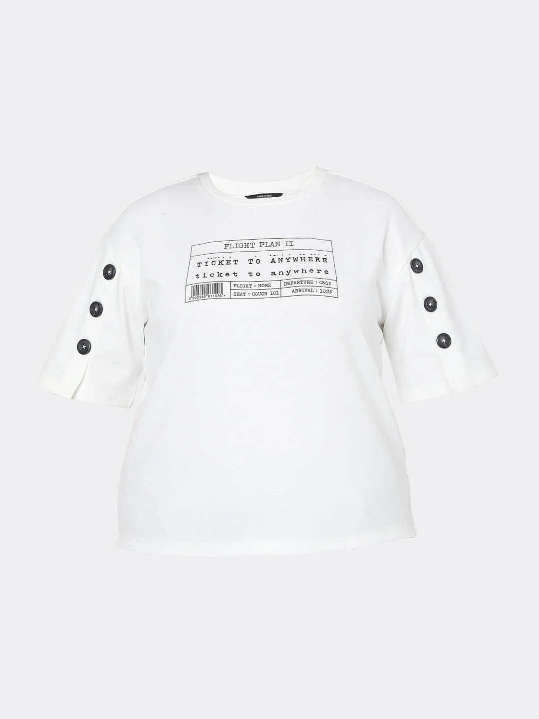 Curve White Typographic Print T-Shirt - Image 7