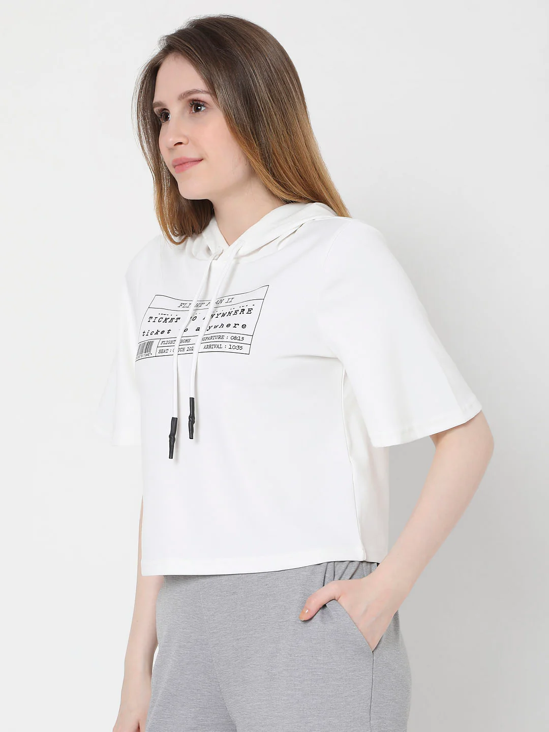 White Graphic Print Hooded Sweatshirt - Image 3