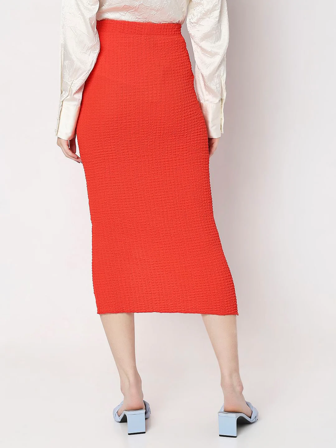 Orange High Rise Fitted Skirt - Image 4