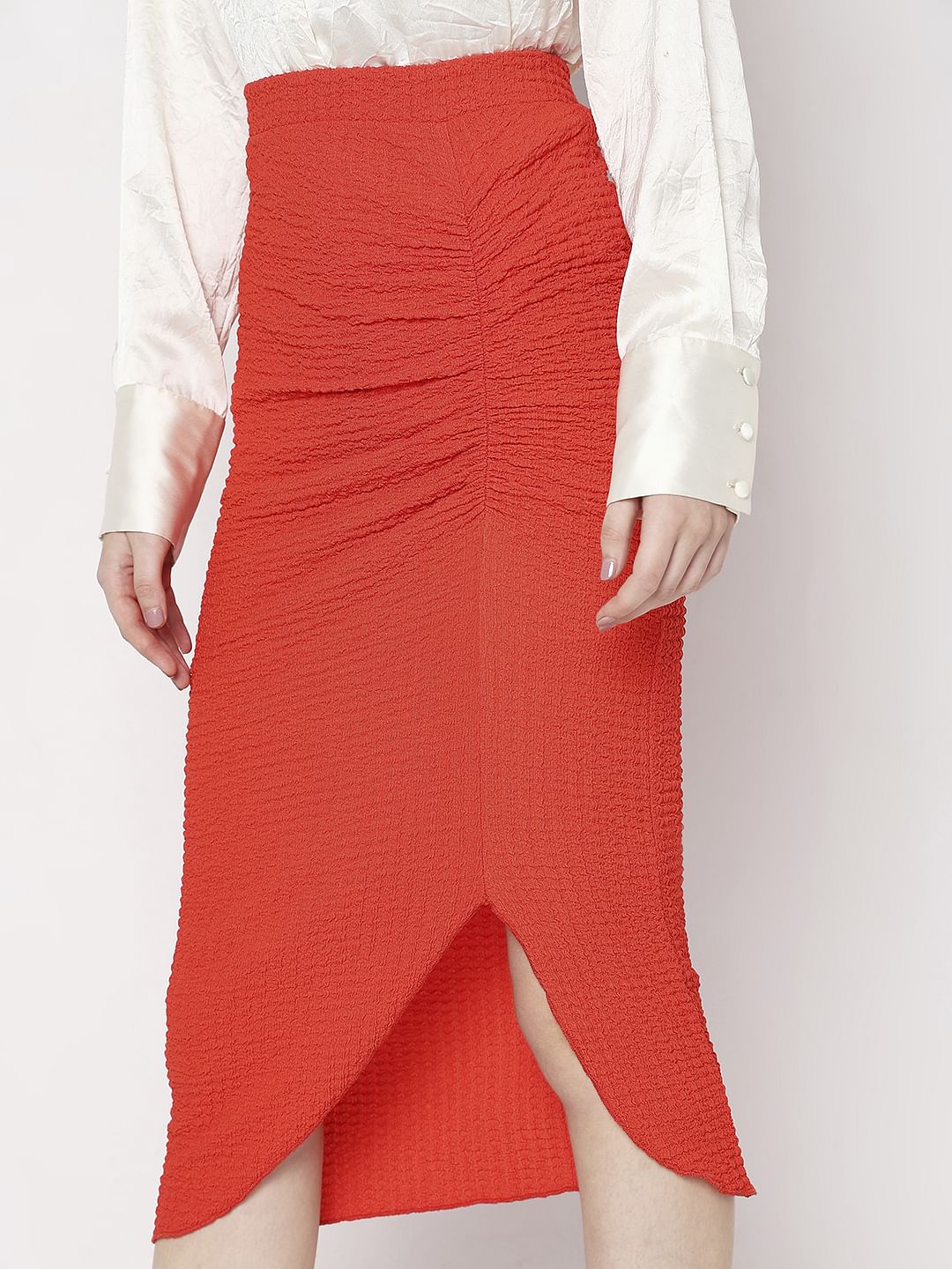 Orange High Rise Fitted Skirt - Image 5