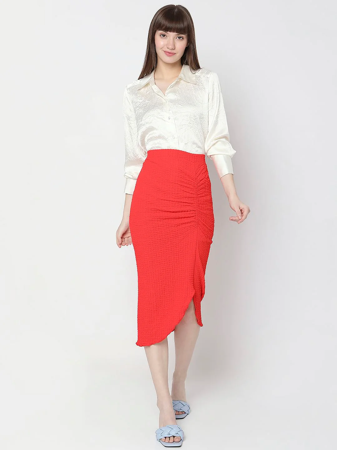 Orange High Rise Fitted Skirt - Image 6