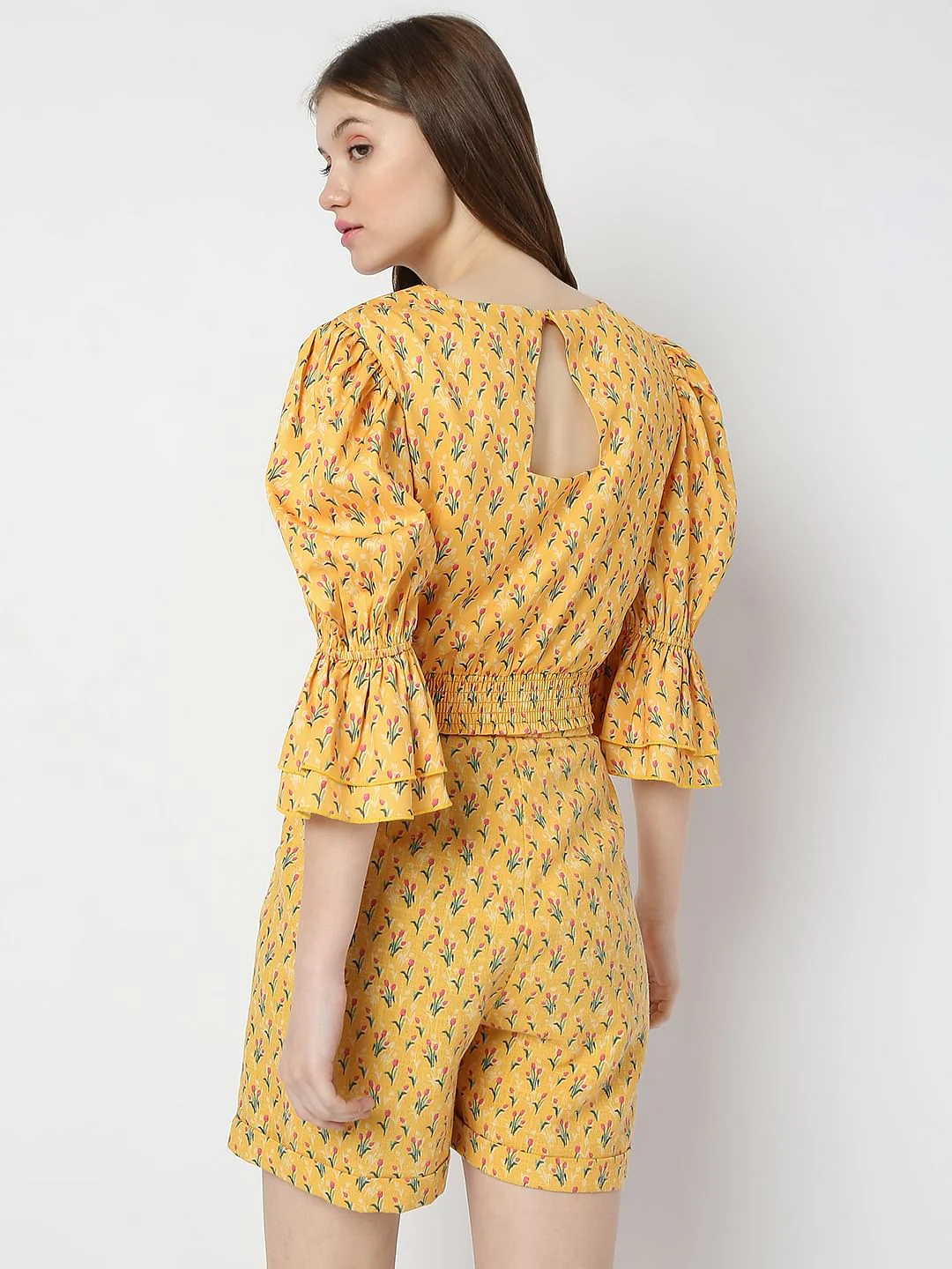 Mustard Floral Print Co-Ord Top - Image 4