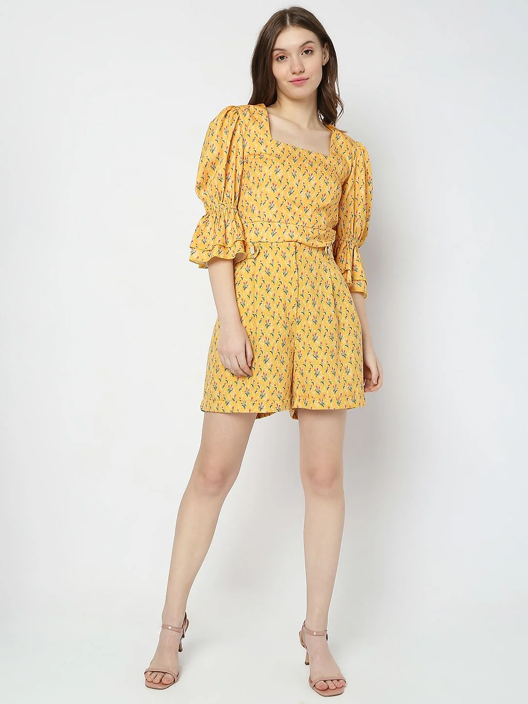 Mustard Floral Print Co-Ord Top - Image 5