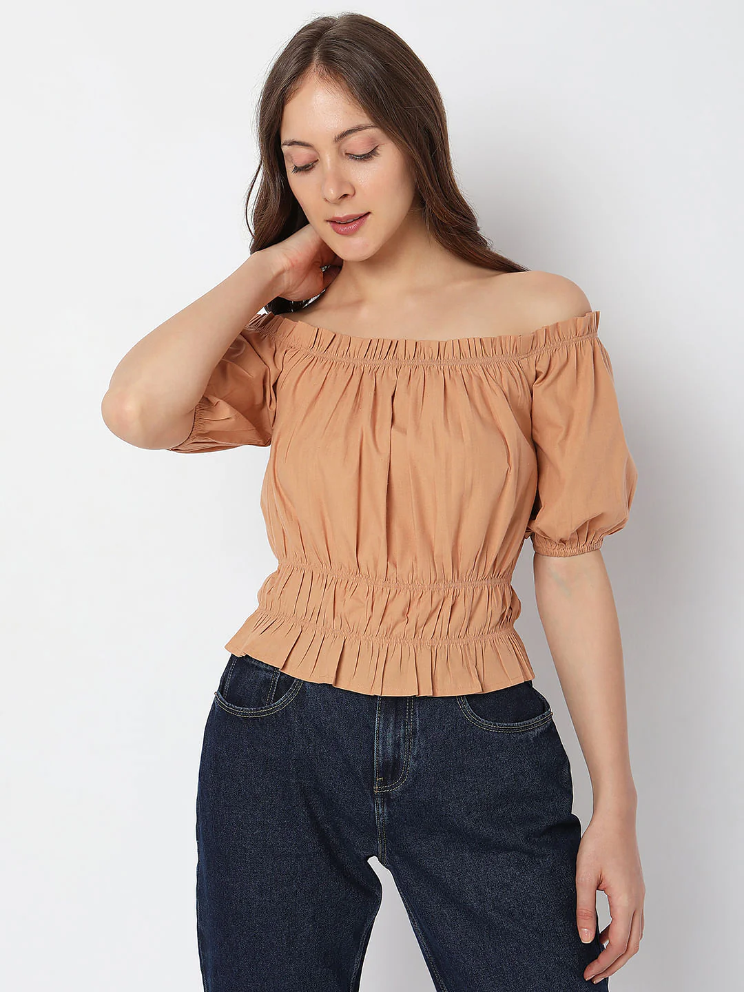 Beige Off-Shoulder Top - Image 2