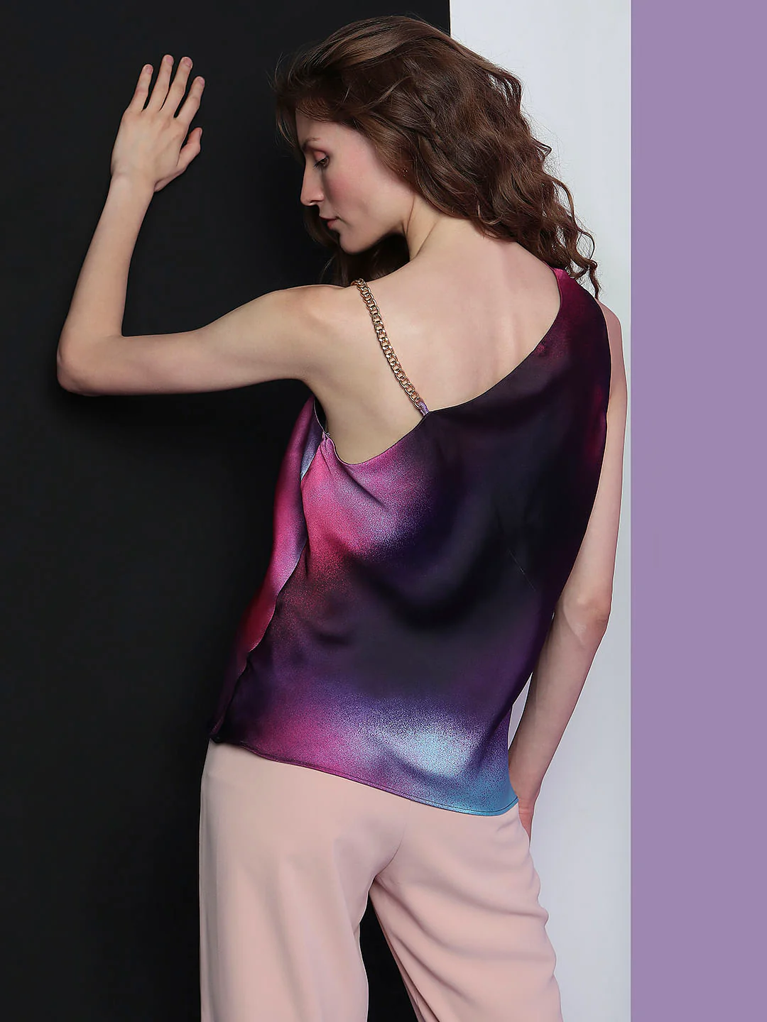 Marquee Purple Ombre Satin Top - Image 4