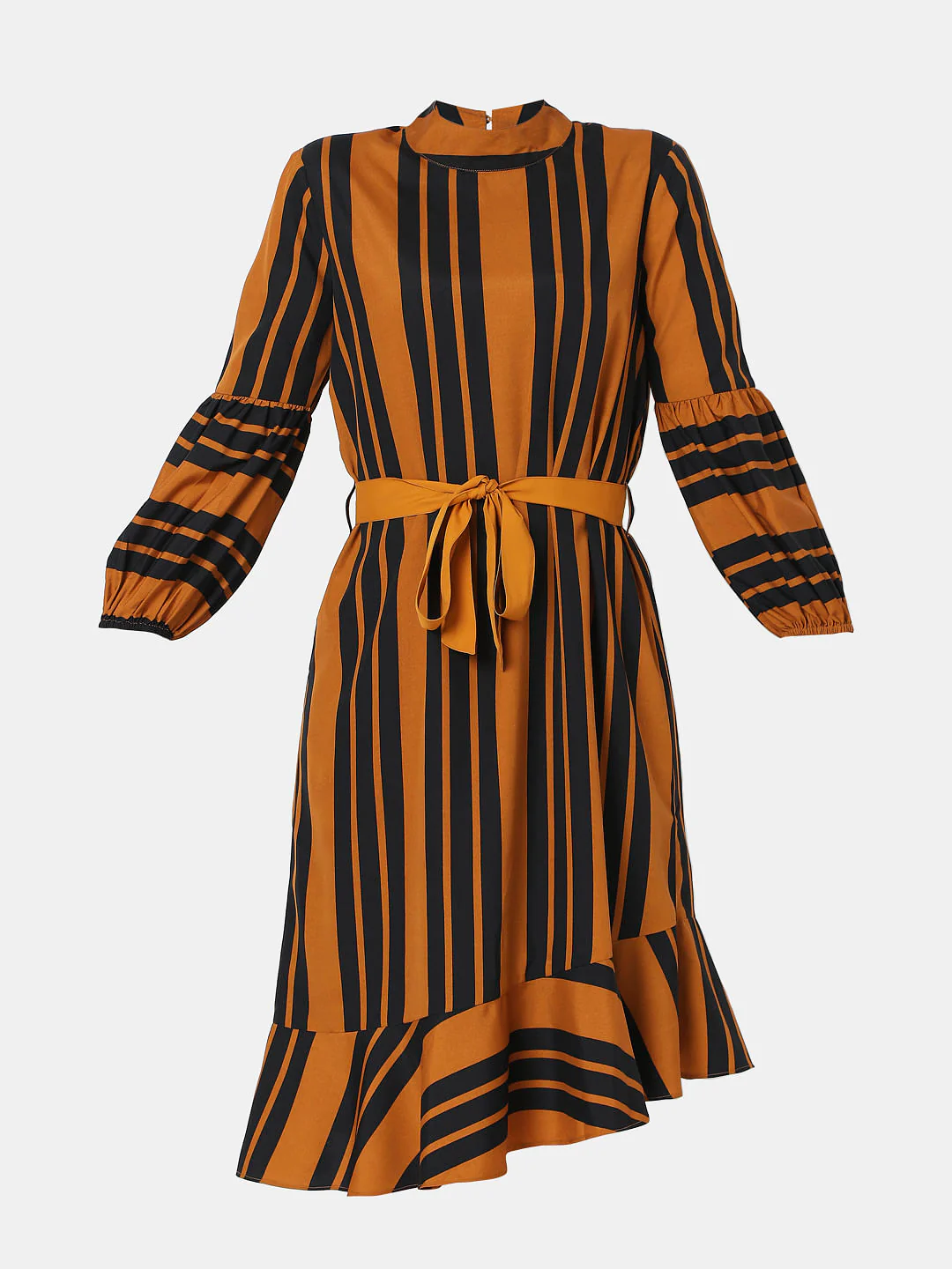 Mustard Striped Fit & Flare Dress - Image 5