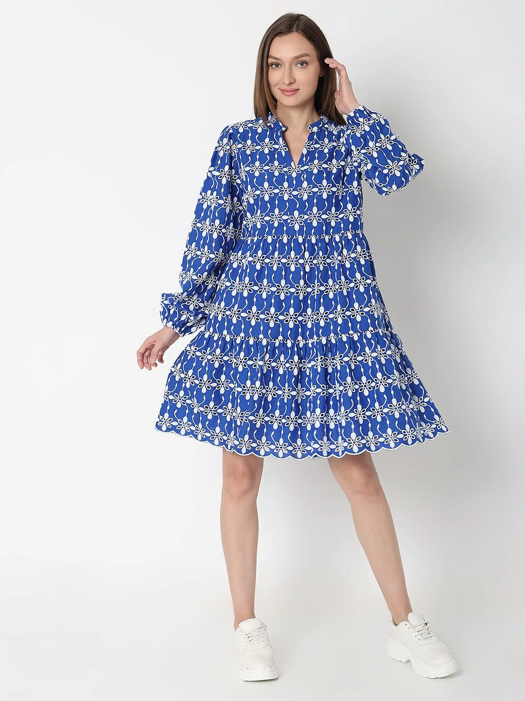 Blue Embroidered Dress - Image 2